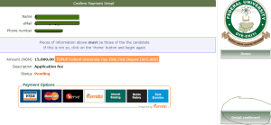 screenshot of FUOYE topup degree application method