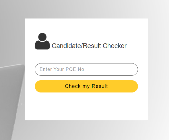 This is screenshot of TRCN exam checker portal