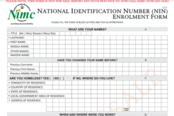 Download NIN Registration Form