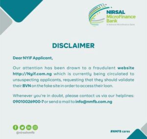 be careful about fake nirsal microfinance bank loan application link