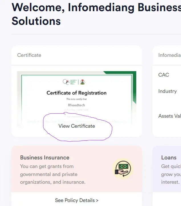 this photo shows step-by-step process of how to download SMEDAN certificate on its portal