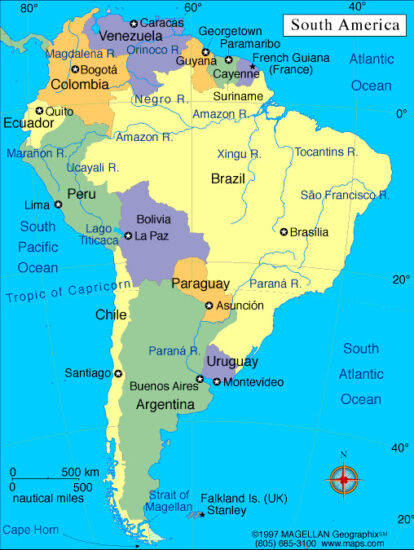 Countries in South America and their currencies