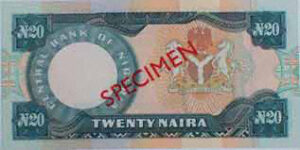 Obsolete currency old 20 naira note nigeria