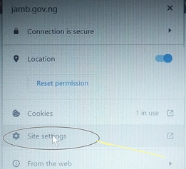 Allow Pop-Ups for JAMB Portal