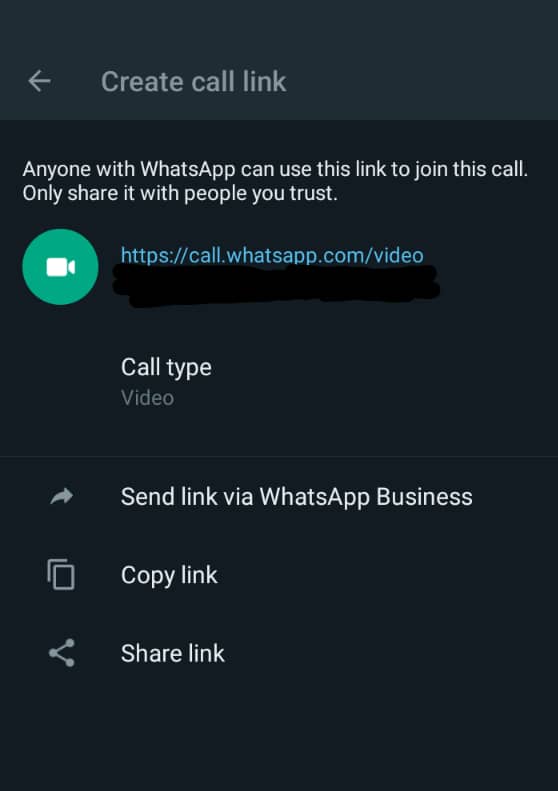 Creating WhatsApp Video-Voice Call Link