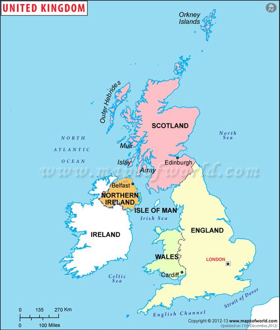 UK map showing countries in the United Kingdom