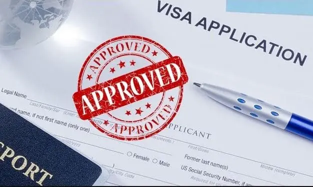 This photo is a sample of a visa page that showed that a U.S. visa has been approved by a consular interview officer