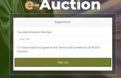 This screenshot shows the e-auction portal of the nigeria customs service where seized vehicle and products are sold