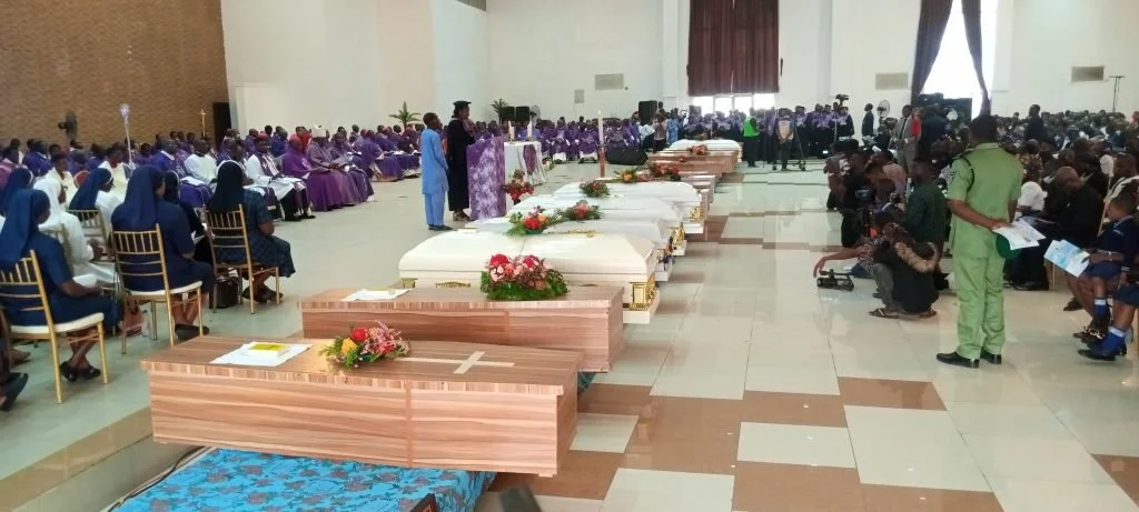 Remains of victims of Owo Church Attach which occurred at  St. Francis Catholic Church in Ondo State. More than 40 people were killed by Islamic extremists, denting Nigeria’s image as a dangerous place for Christians to practice their faith. Photo credit: ICIR