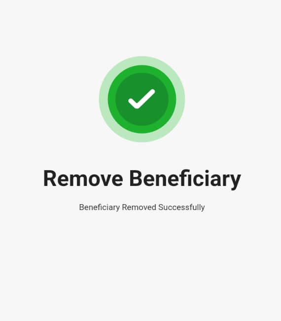 Screenshot shows the complete process of removing a beneficiary from moniepoint account