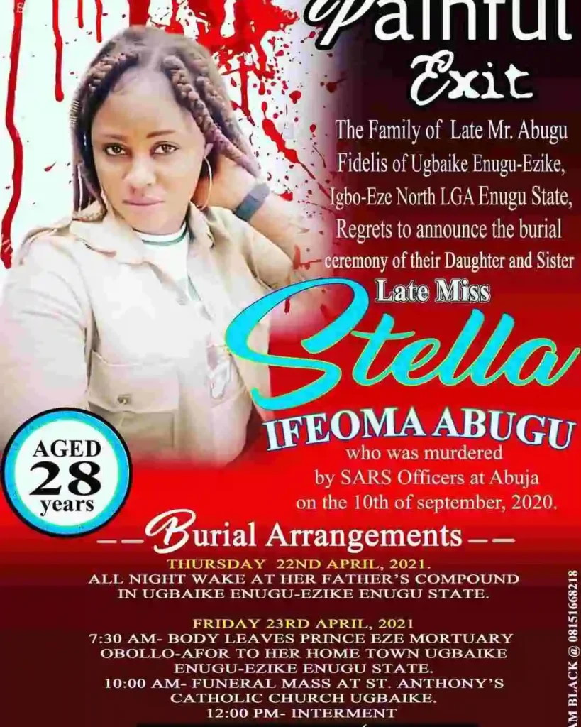 the burial funeral of Ifeoma Abugu