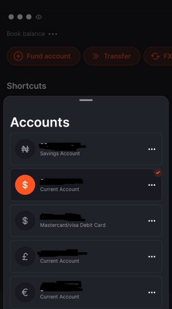 screenshot from GTWorld app showing new account numbers after adding them on GTBank internet banking