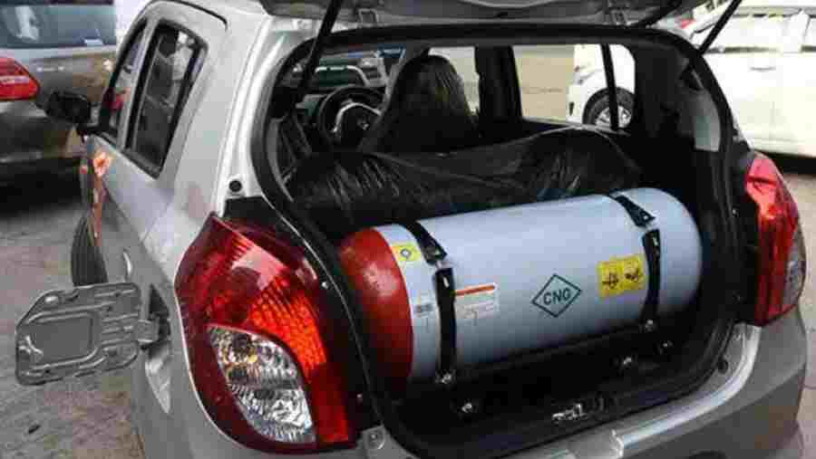 Photo of a car with CNG cylinder in its boot