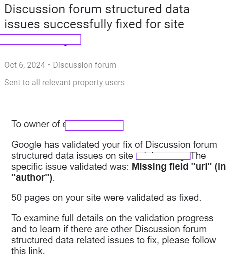 screenshot of discussion forum error validated as fixed