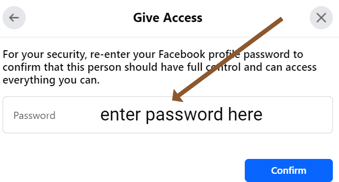 screenshot showing how to give access to a new admin on your page