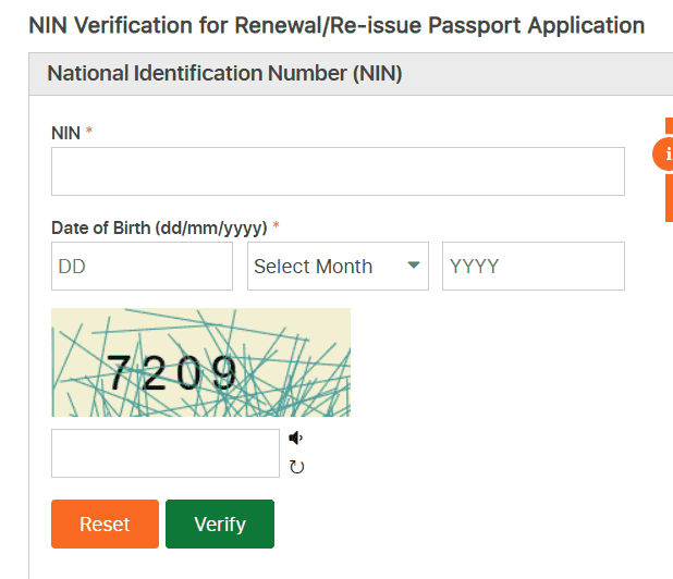 screenshot from NIS contactless passport system on how to renew your passport