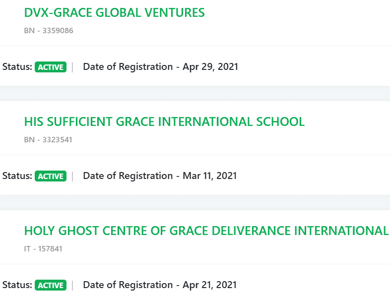 example of company business whose annual filing returns is up to date