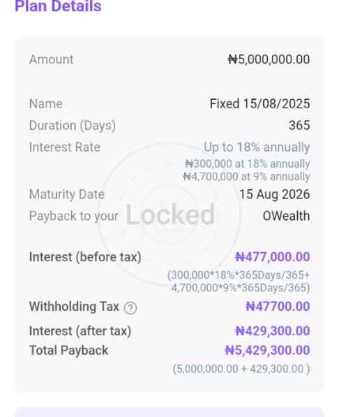 Interest rates on Opay savings account