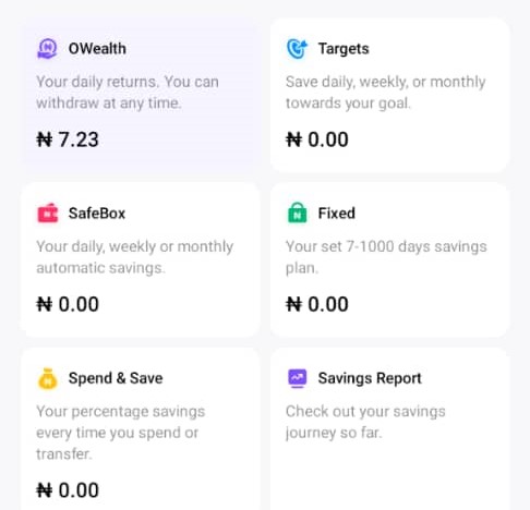 Mobile phone screen showing a digital banking app savings dashboard