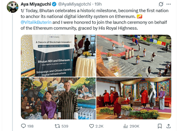 photos from Today, Bhutan celebrates a historic milestone, becoming the first nation to anchor its national digital identity system on Ethereum