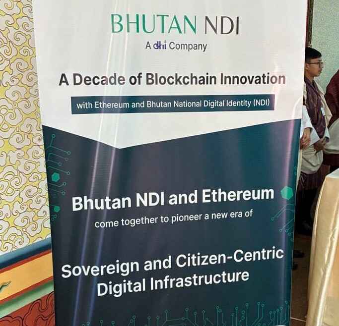 a banner showing Kingdom of Bhutan migrate National ID to Ethereum