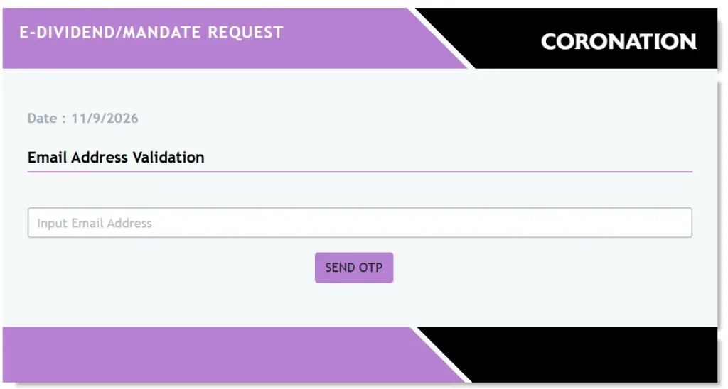 the coronation registrars application portal to claim dividends in Nigeria