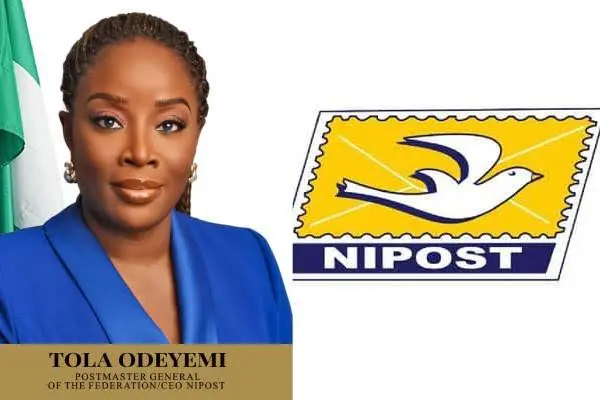 Photo show the postmaster general of NIPOST Tola Odeyemi