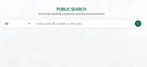 screenshot shows the public search portal of CAC Nigeria