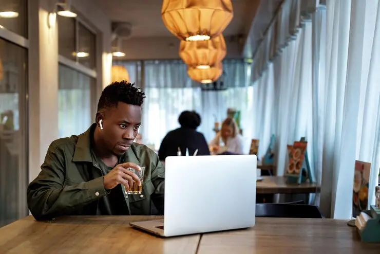 digital marketing photo shows a man who works from home