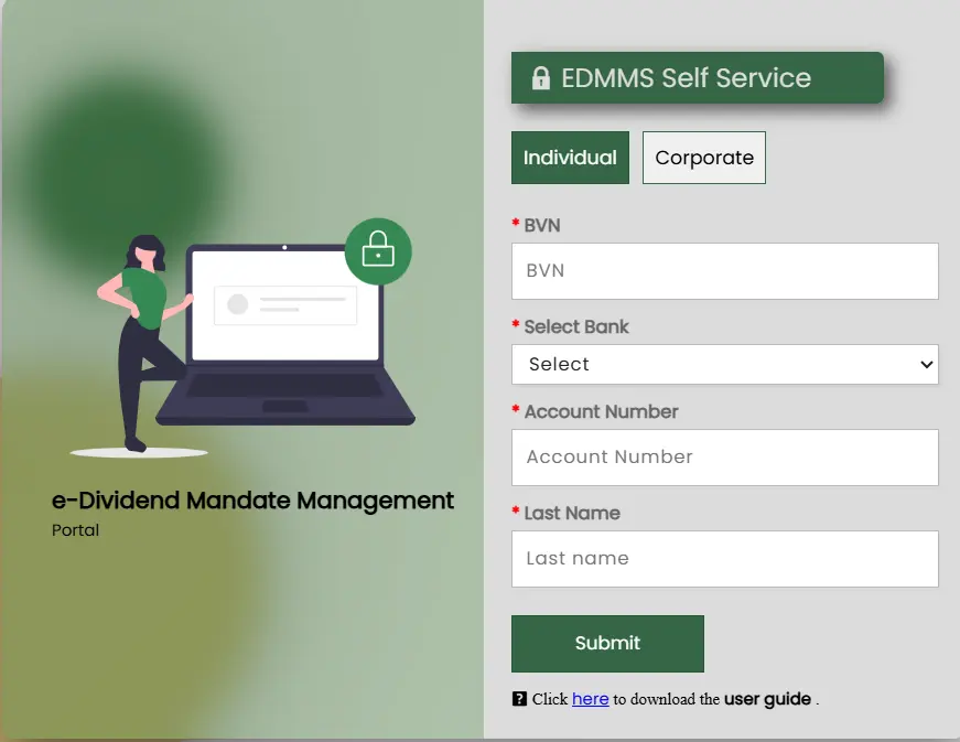 a screenshot showing the eDividend online application details to claim dividends